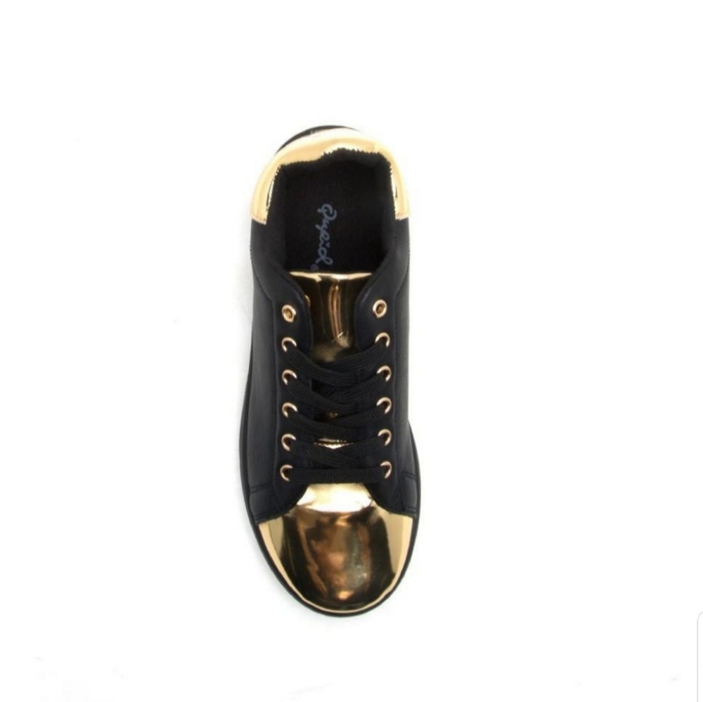 BOGO 1/2 OFF | Black & Gold Embossed Sneakers - Picture 2 of 5